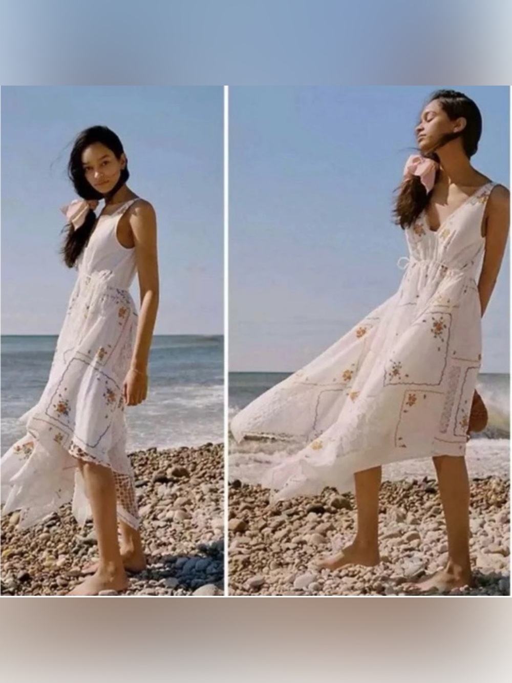 Rita Embroidered Handkercheif Hem Midi Dress